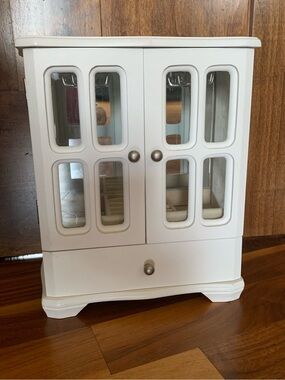 White Wooden Jewelry Box with Drawer